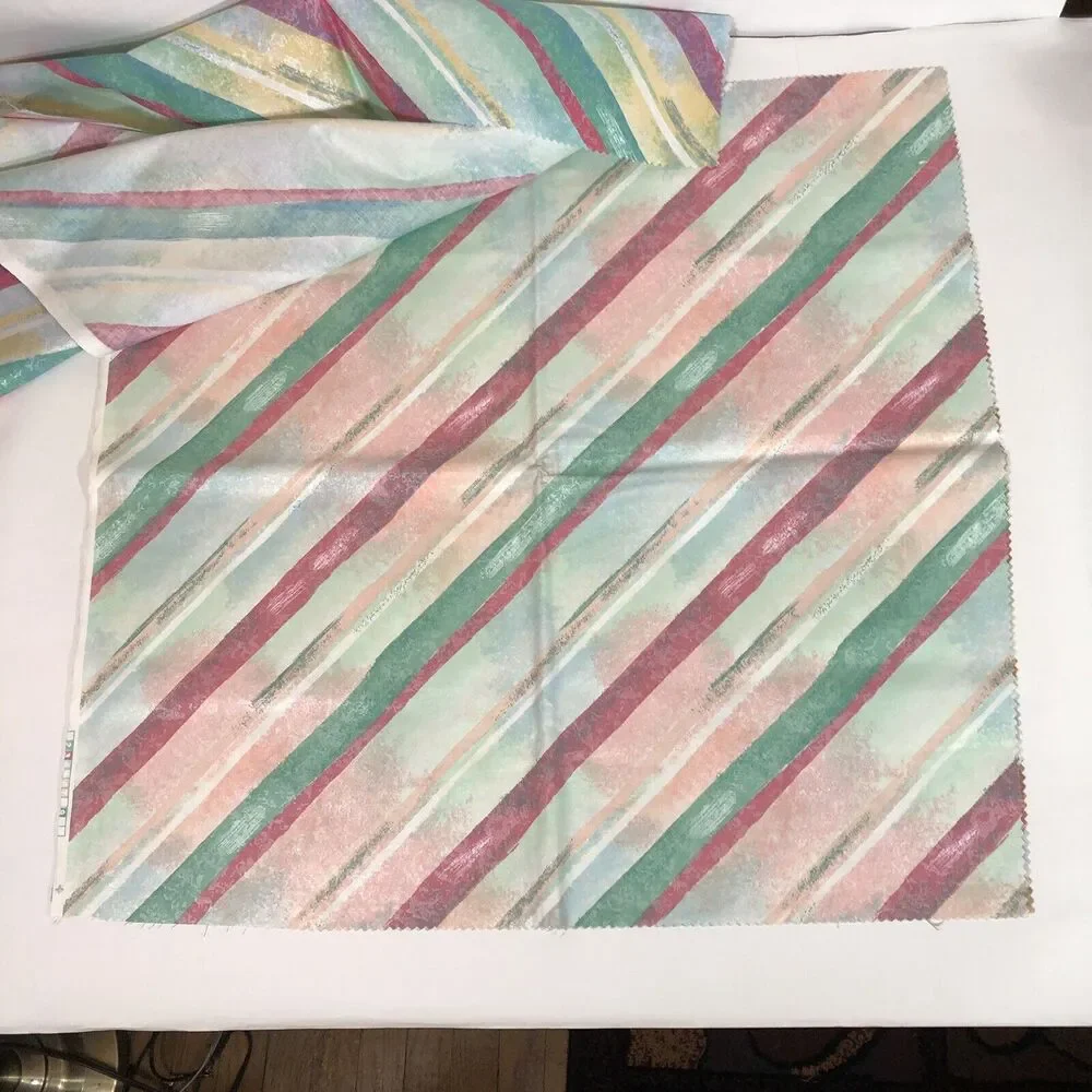 Vintage TexUnion Fabric Samples, Striped Key West Pattern Cotton with Teflon 26